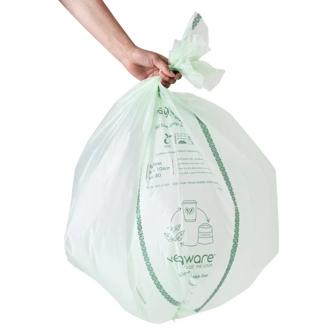 CY581 Vegware Compostable Bin Liners 80Ltr (Pack of 240) - JD Catering Equipment Solutions Ltd