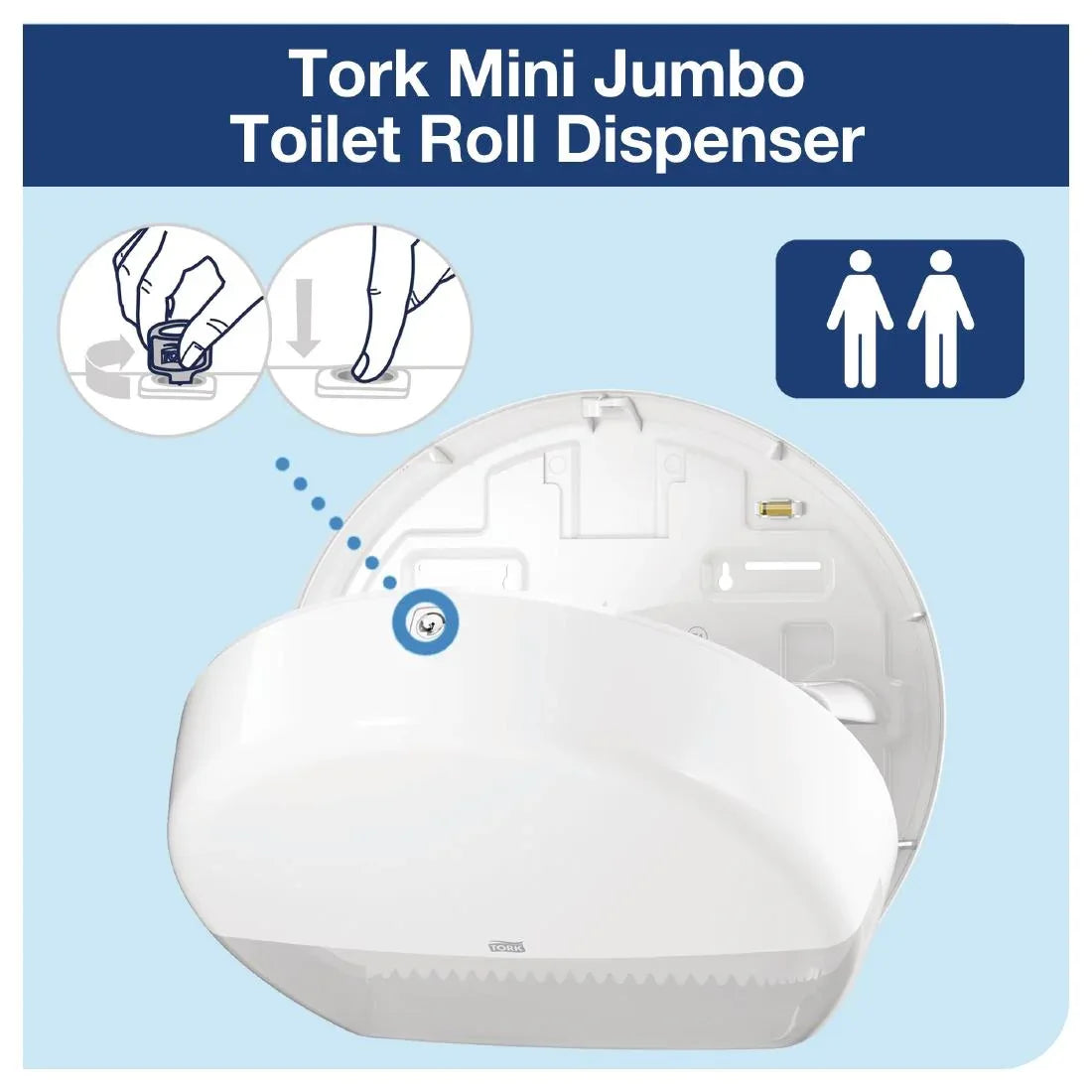 DB463 Tork Mini Jumbo Toilet Roll Dispenser White - JD Catering Equipment Solutions Ltd