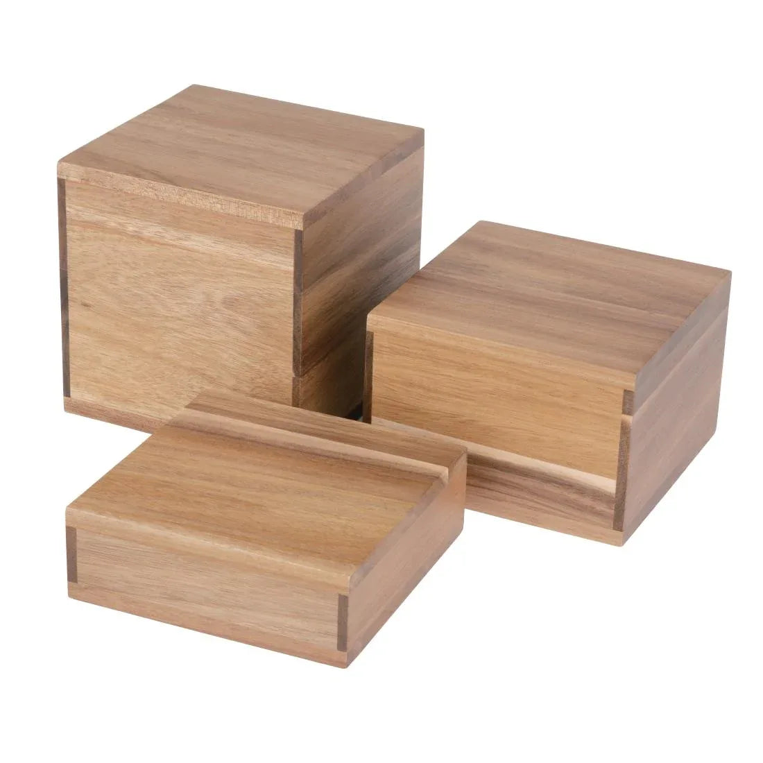 DF875 Olympia Acacia Riser Blocks 50/100/150(H)mm (Set of 3) - JD Catering Equipment Solutions Ltd