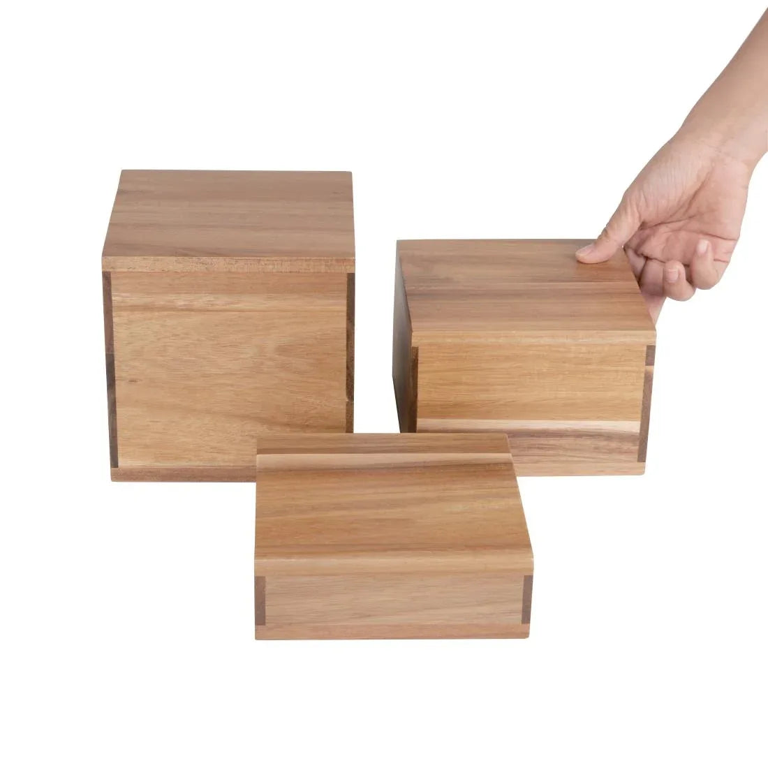 DF875 Olympia Acacia Riser Blocks 50/100/150(H)mm (Set of 3) - JD Catering Equipment Solutions Ltd