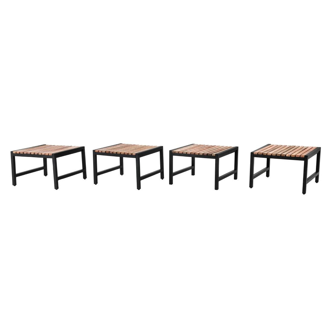 DK904 Bolero Steel and Acacia Low Bar Stools (Pack of 4)