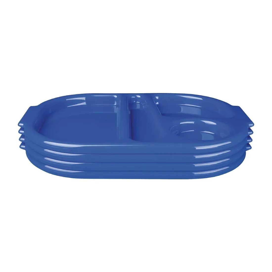 U038 Kristallon Large Polycarbonate Compartment Food Trays Blue 375mm - JD Catering Equipment Solutions Ltd