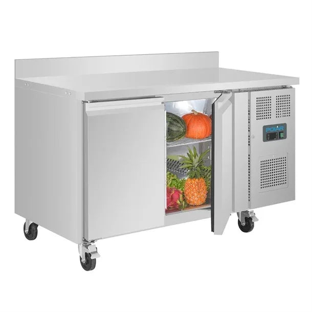 UA064 Polar U-Series Double Door Counter Fridge with Upstand 282Ltr