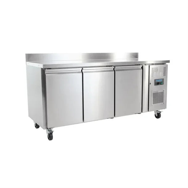 UA065 Polar U-Series Triple Door Counter Fridge with Upstand 417Ltr