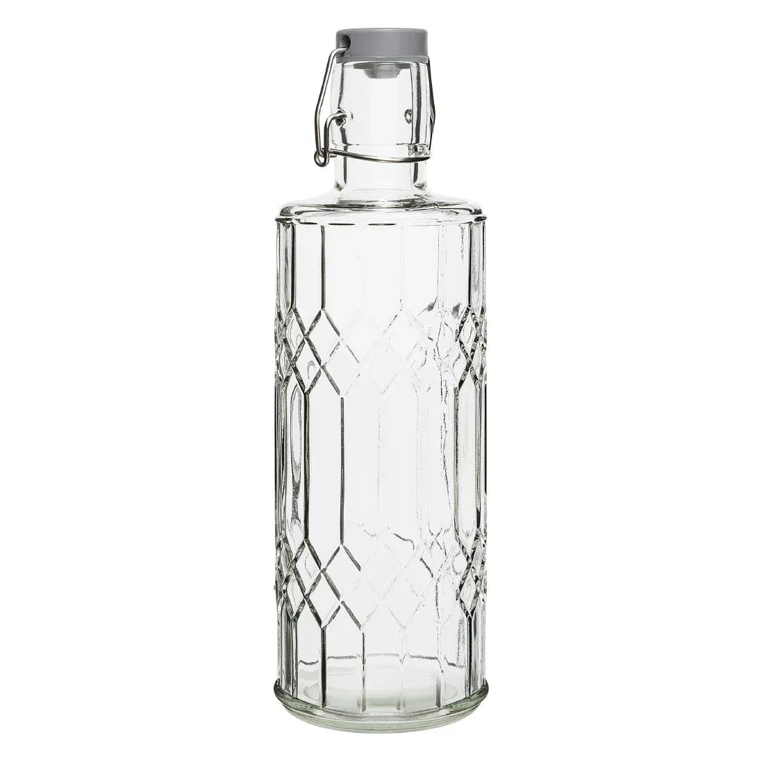 DN816 Olympia Geo Glass Water Bottle with Stopper 1Ltr (Pack of 6) - JD Catering Equipment Solutions Ltd
