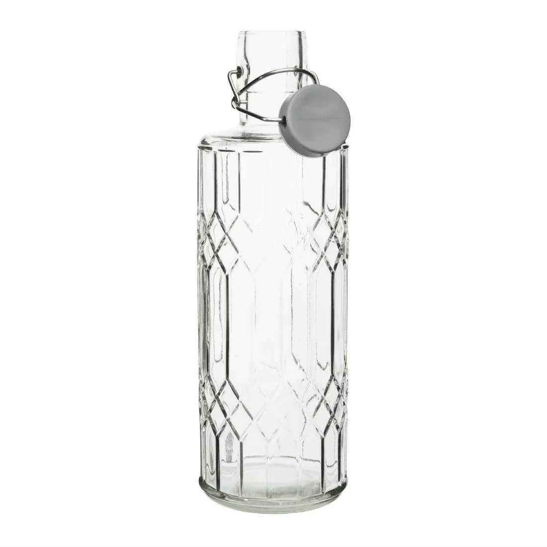 DN816 Olympia Geo Glass Water Bottle with Stopper 1Ltr (Pack of 6) - JD Catering Equipment Solutions Ltd