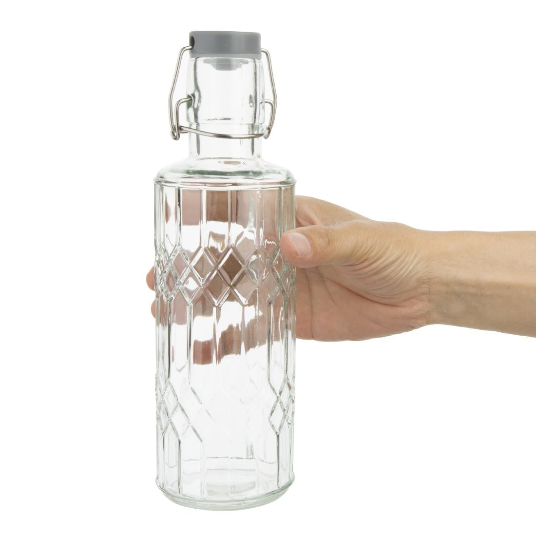 DN817 Olympia Geo Glass Water Bottle with Stopper 640ml (Pack of 6)