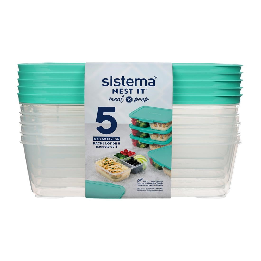 DP648 Sistema Nest It Meal Prep Containers 1.9Ltr (Pack of 5)