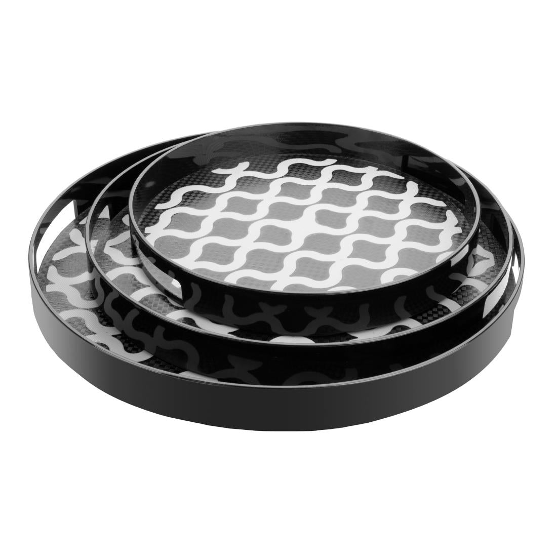 Olympia Kristallon PC Round Non-Slip Tray with Handles 300mm