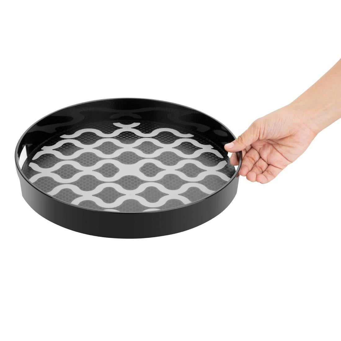 Olympia Kristallon PC Round Non-Slip Tray with Handles 300mm