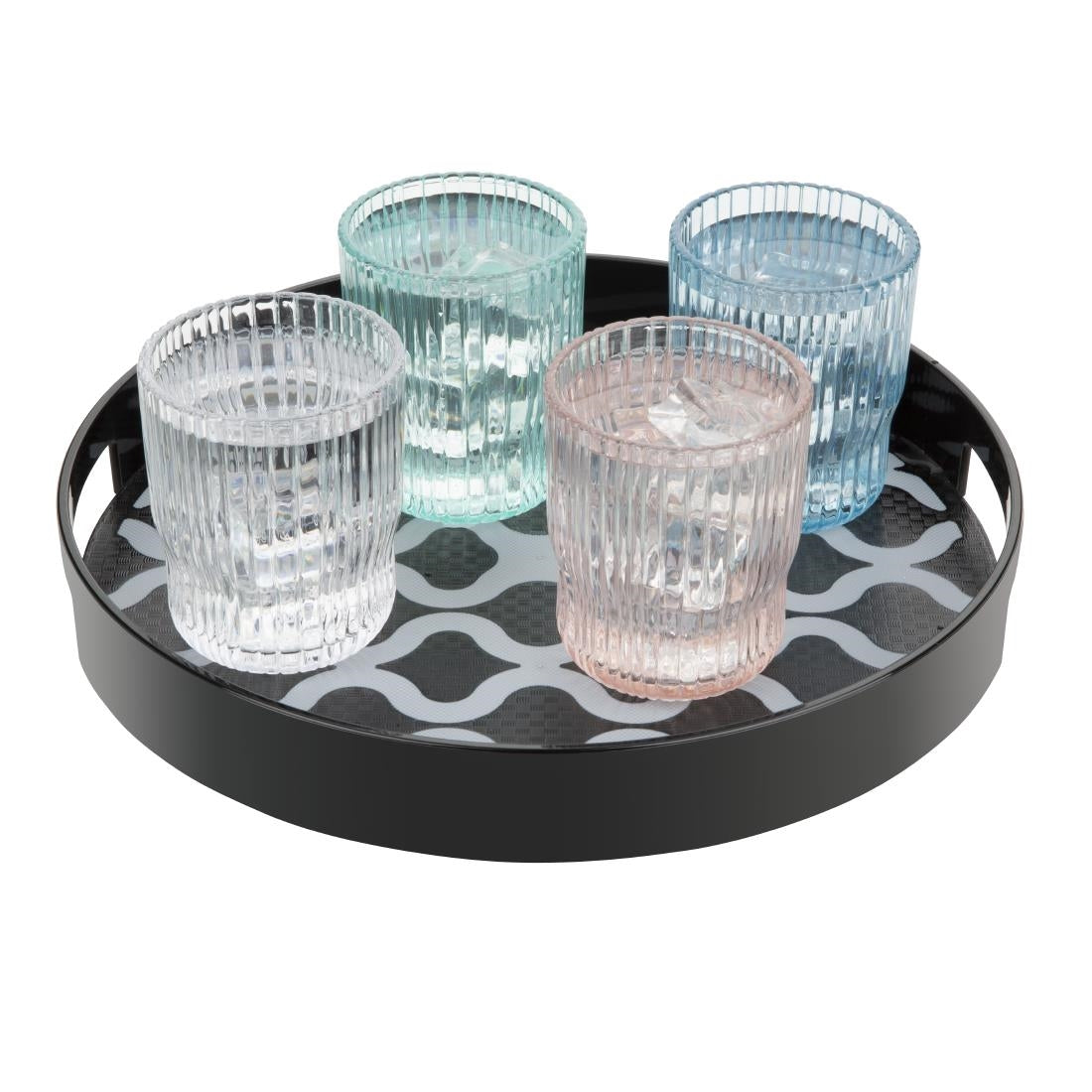 Olympia Kristallon PC Round Non-Slip Tray with Handles 300mm
