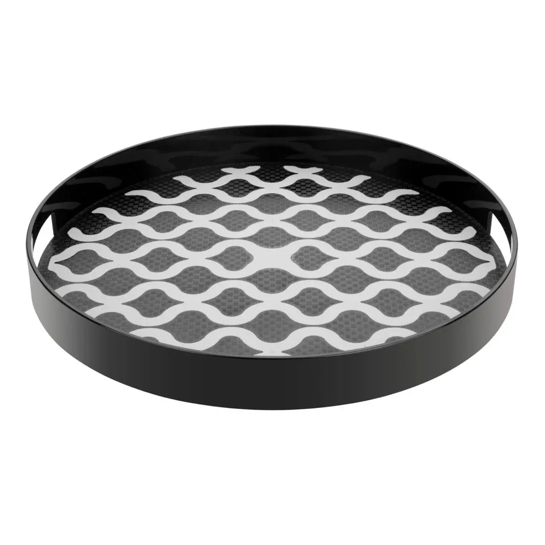 DP665 Olympia Kristallon PC Round Non Slip Tray With Handles 355mm