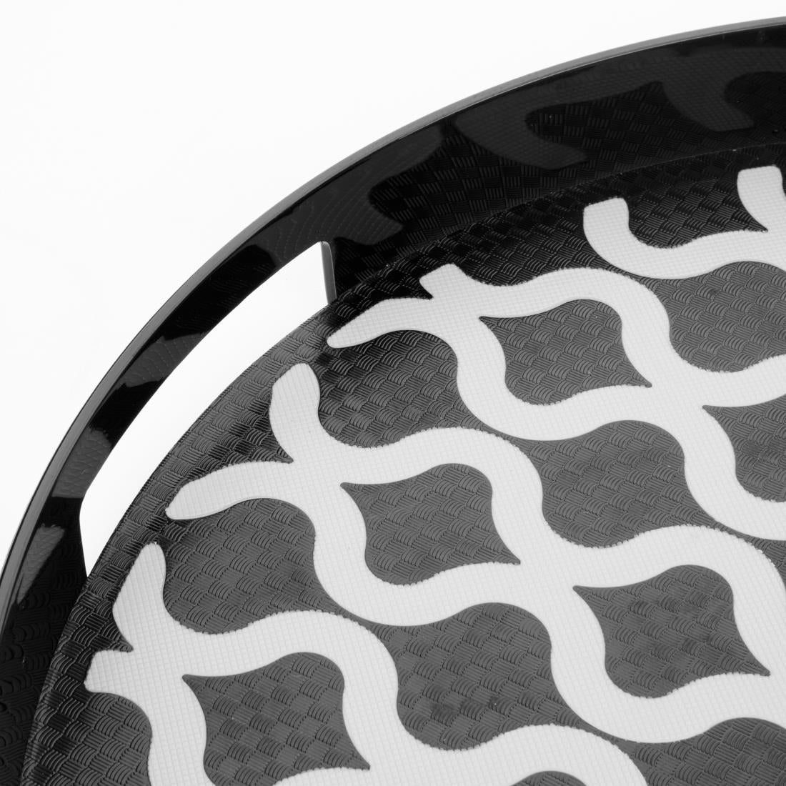 DP665 Olympia Kristallon PC Round Non Slip Tray With Handles 355mm
