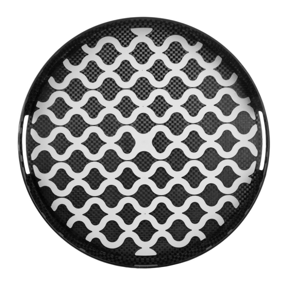 DP666 Olympia Kristallon PC Round Non Slip Tray With Handles 405mm