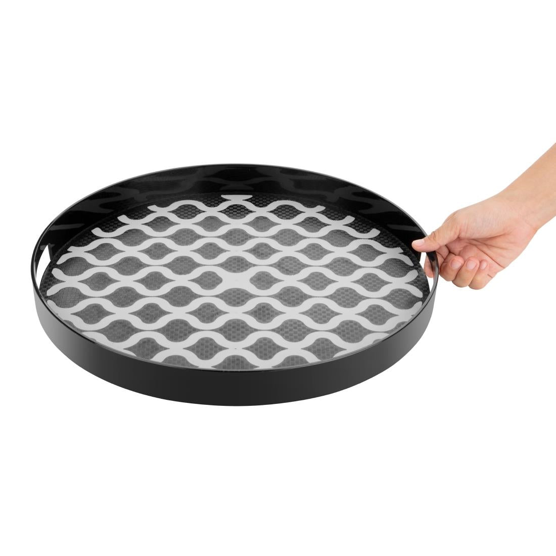 Olympia Kristallon PC Round Non-Slip Tray with Handles 405mm