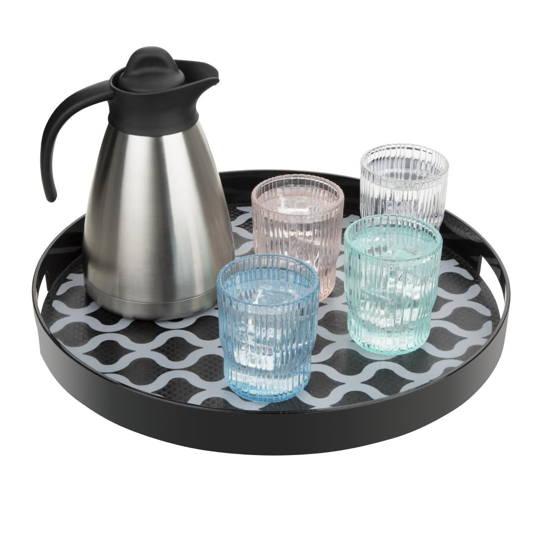Olympia Kristallon PC Round Non-Slip Tray with Handles 405mm