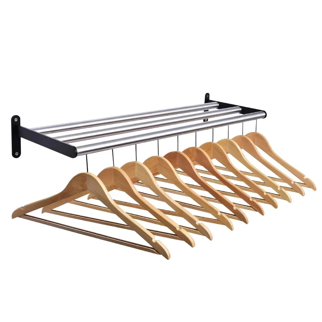 DP713 Wall Fixing Coat Rack with 10 Wooden Hangers - JD Catering Equipment Solutions Ltd