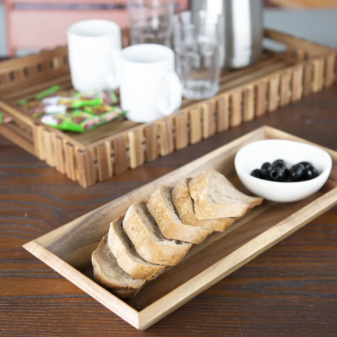 DP884 Olympia Acacia Rectangular Tray 380x180mm - JD Catering Equipment Solutions Ltd
