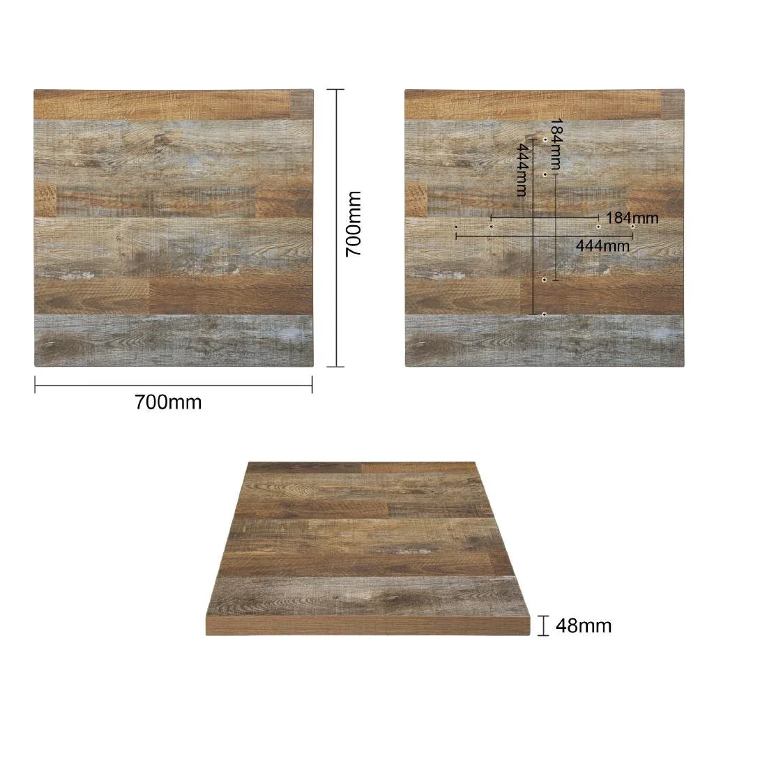 DR823 Bolero Pre-Drilled Square Table Top Urban Dark 700mm - JD Catering Equipment Solutions Ltd