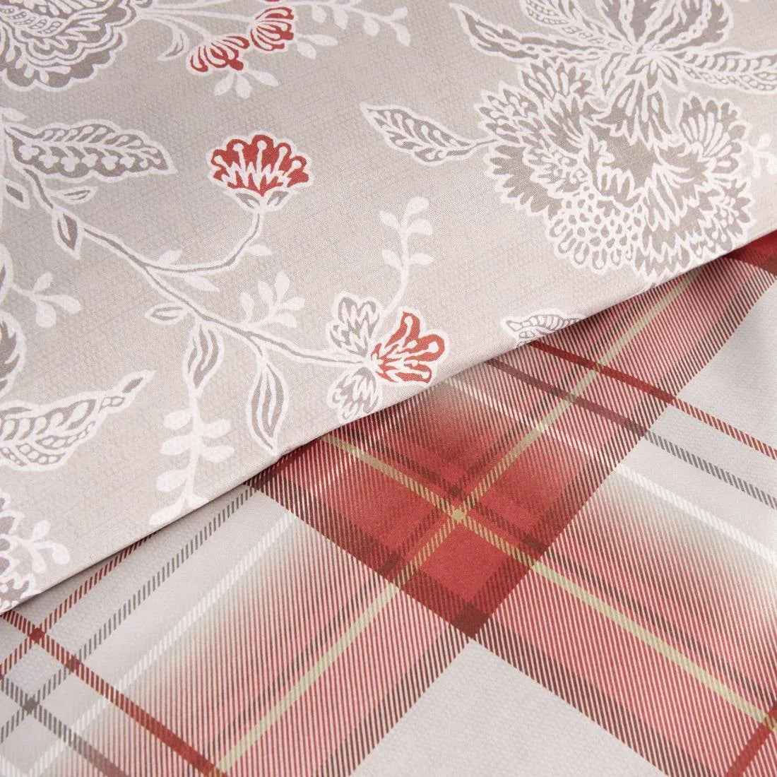 DS703 Mitre Essentials Chatsworth Hardwick Taupe/Connel Claret Duvet Cover - Single - JD Catering Equipment Solutions Ltd