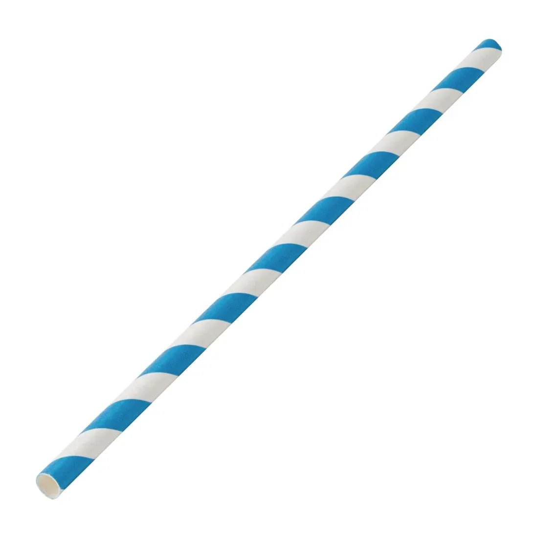 DW198 Utopia Biodegradable Paper Straws Blue Stripes (Pack of 250) - JD Catering Equipment Solutions Ltd