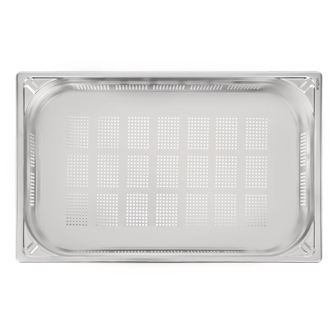 Vogue Heavy Duty Stainless Steel Perforated 1/1 Gastronorm Pan 100mm
