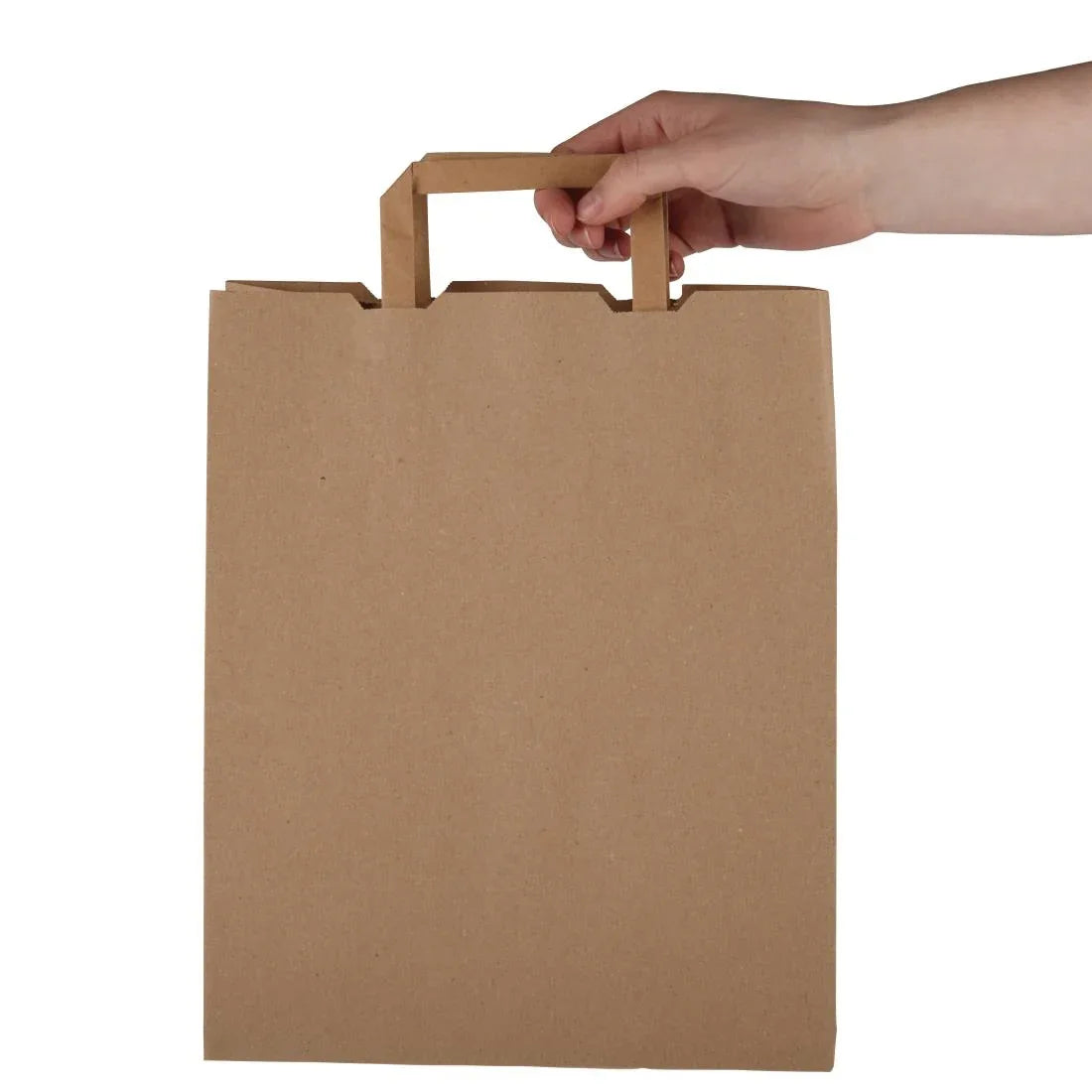 DW628 Vegware Compostable Recycled Paper Carrier Bags Large (Pack of 250) - JD Catering Equipment Solutions Ltd