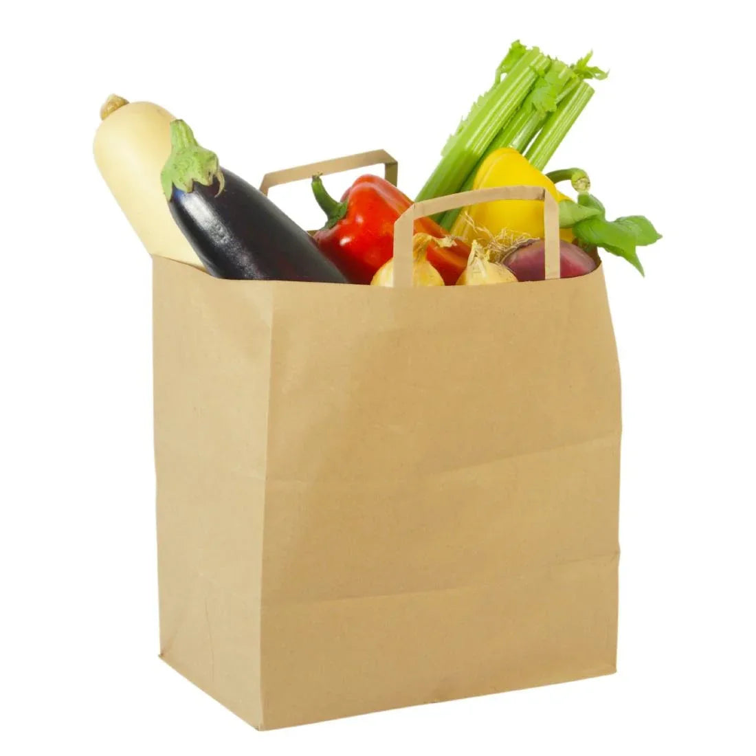 DW628 Vegware Compostable Recycled Paper Carrier Bags Large (Pack of 250) - JD Catering Equipment Solutions Ltd