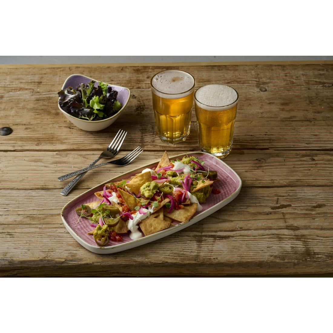 DX024 Churchill Stonecast Petal Pink Chefs' Walled Oblong Plate 300mm (Pack of 6)