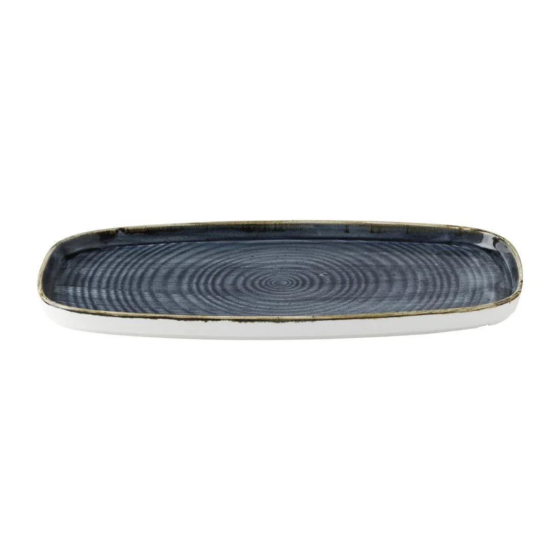 DX027 Churchill Stonecast Blueberry Chefs' Walled Oblong Plate 350mm (Pack of 6) - JD Catering Equipment Solutions Ltd