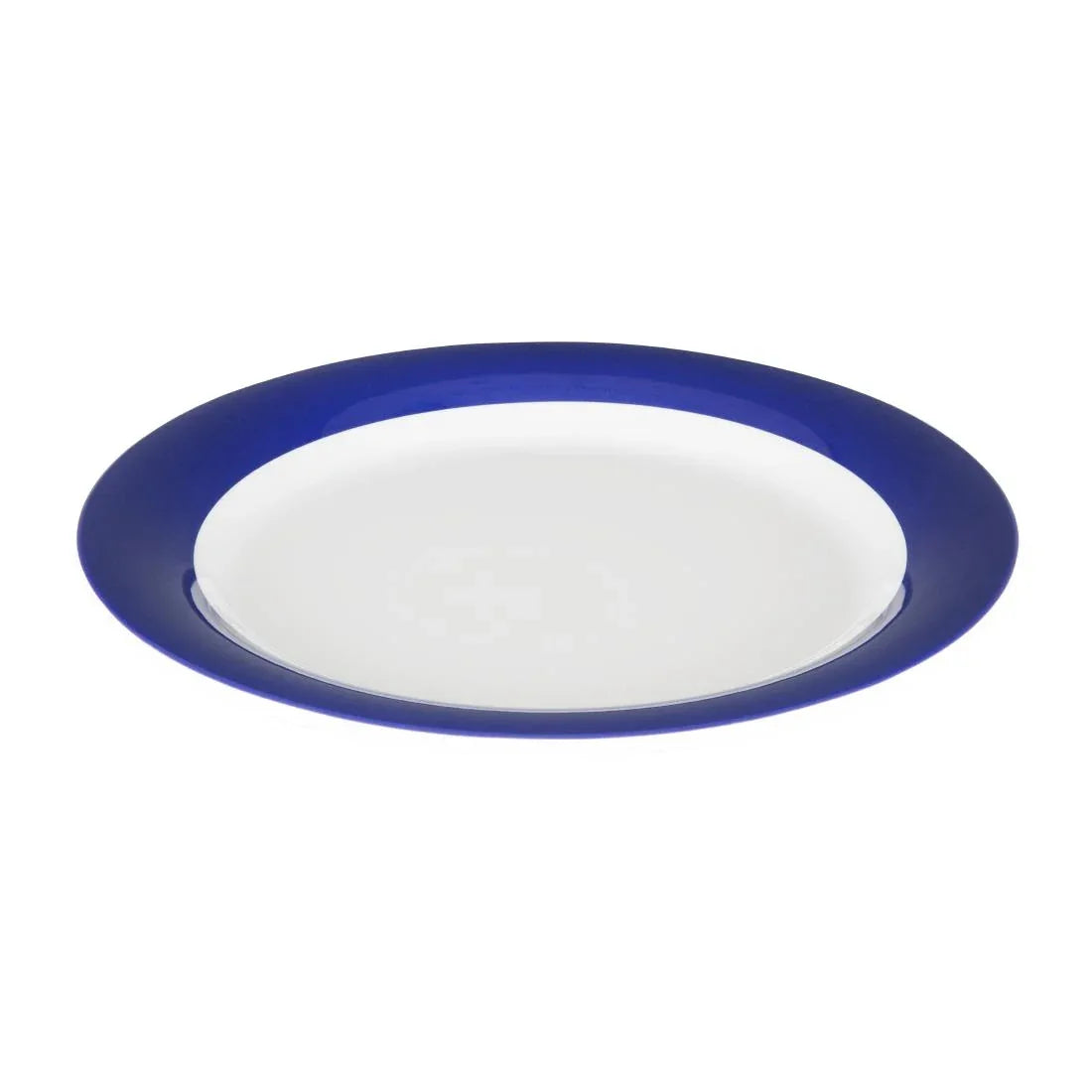DX436 Olympia Kristallon Gala Melamine Plates Blue Rim 240mm (Pack of 6) - JD Catering Equipment Solutions Ltd