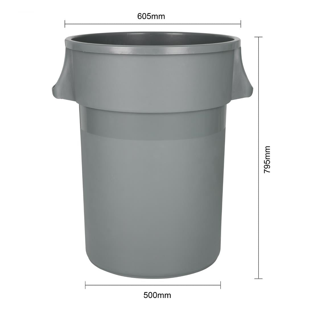 DX498 Jantex Heavy-Duty Round Bin Grey 160Ltr