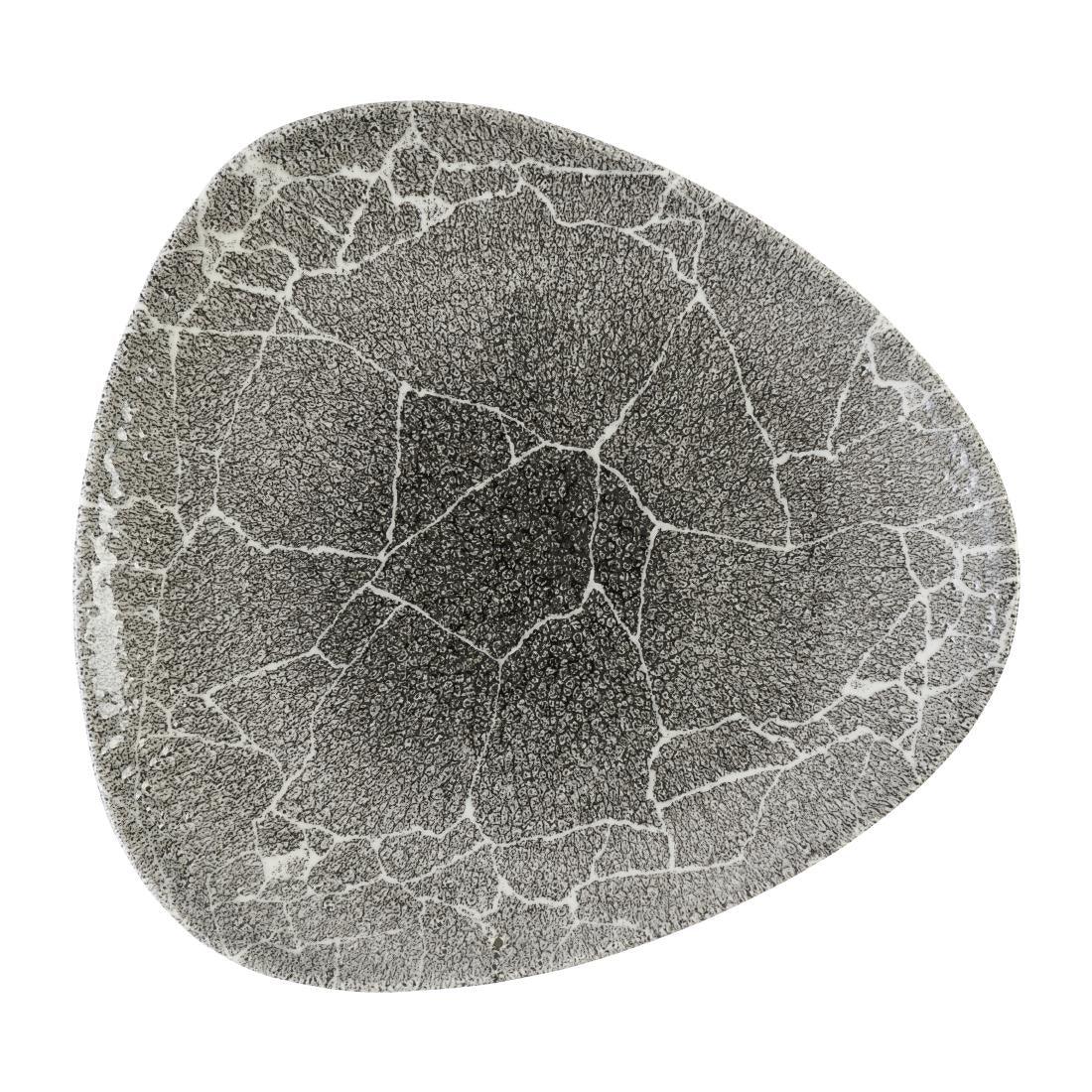 DX810 Churchill Studio Prints Kintsugi Quartz Black Triangle Plate 265mm (Pack of 12) - JD Catering Equipment Solutions Ltd