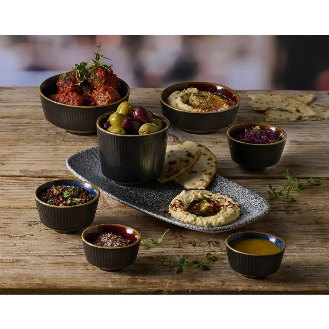 DX850 Churchill Nourish Tokyo Blue Kochi Dip Pot 40 x 69mm (Pack of 12) - JD Catering Equipment Solutions Ltd