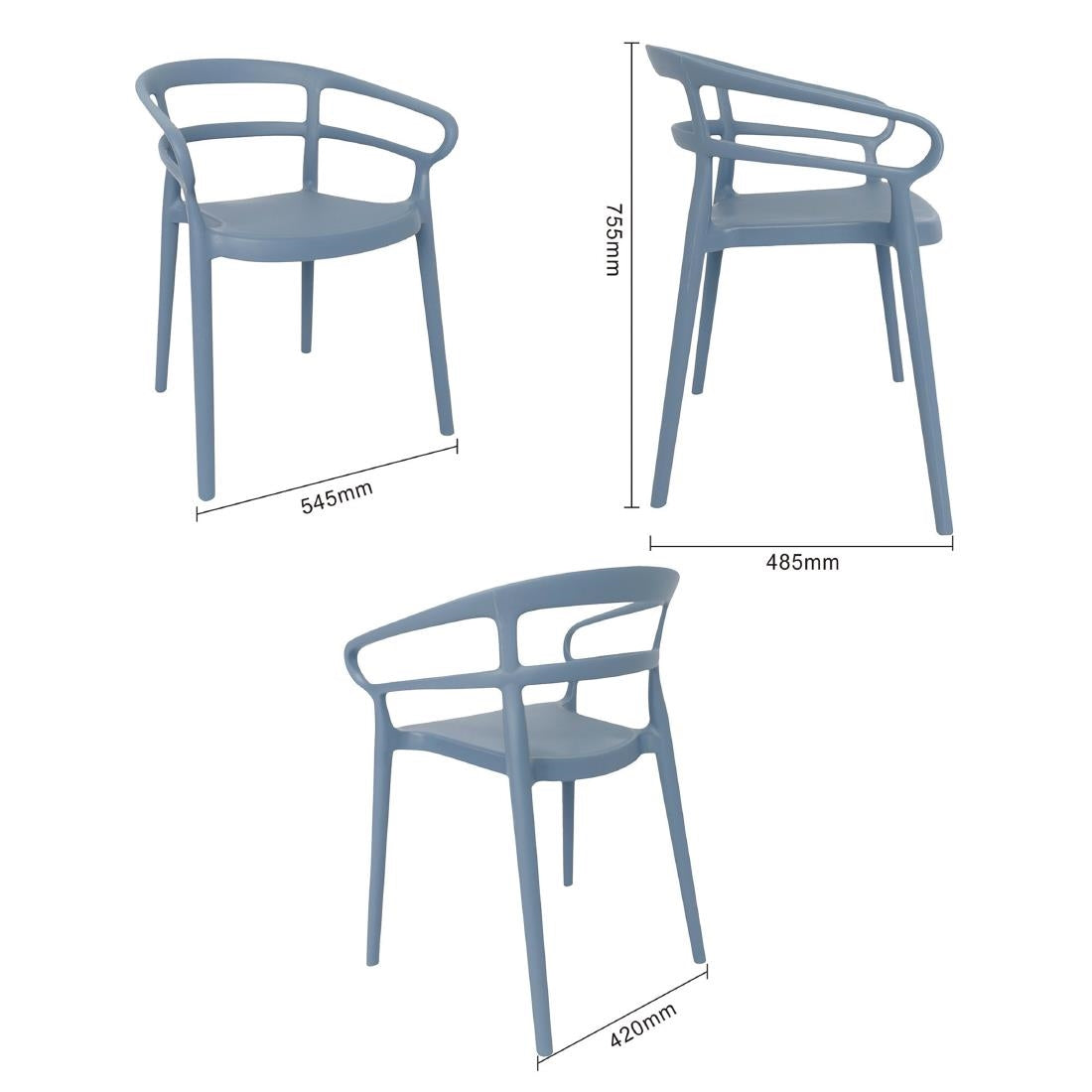 DX980 Bolero Mateo Café Chairs Slate Blue (Pack of 2)
