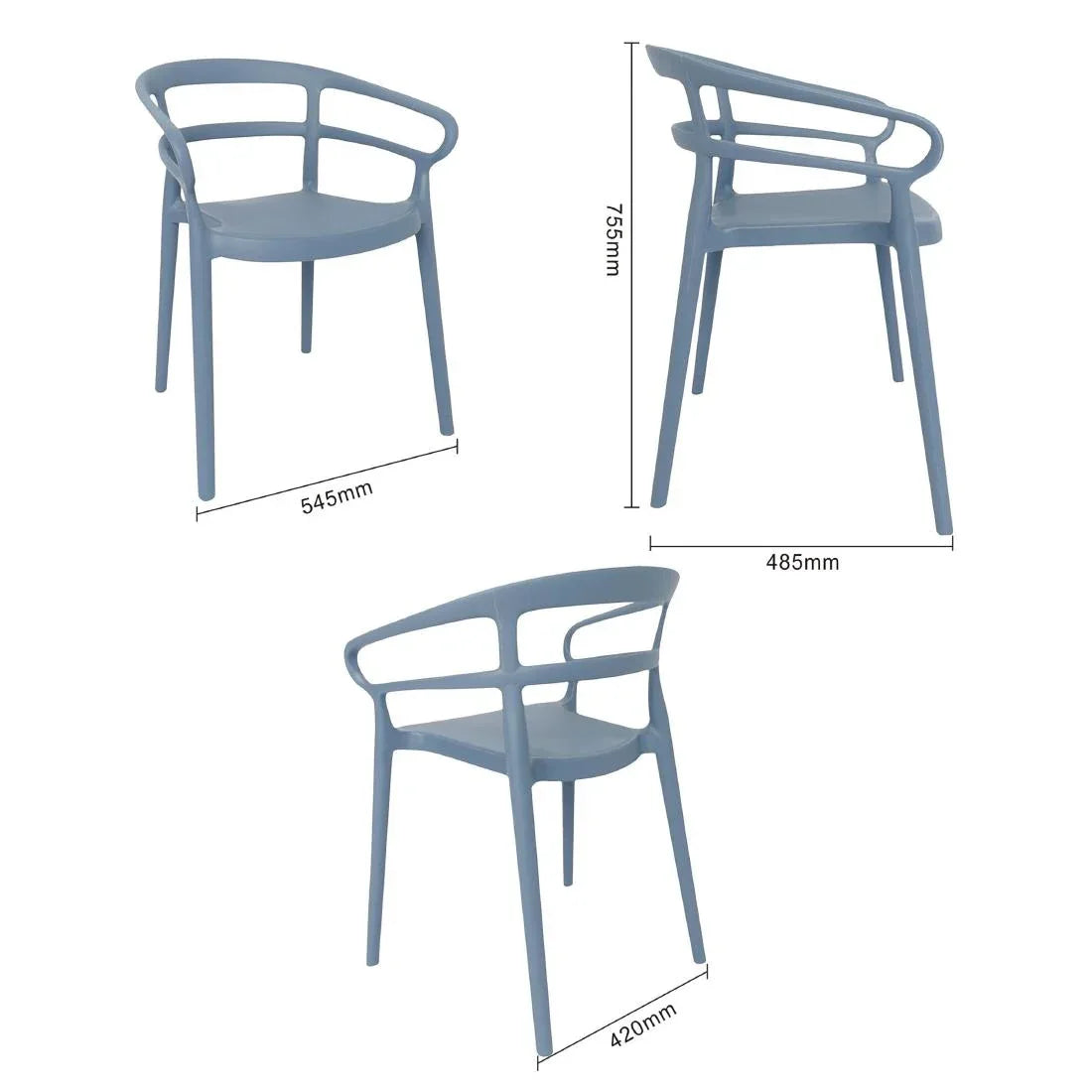 DX980 Bolero Mateo Café Chairs Slate Blue (Pack of 2)