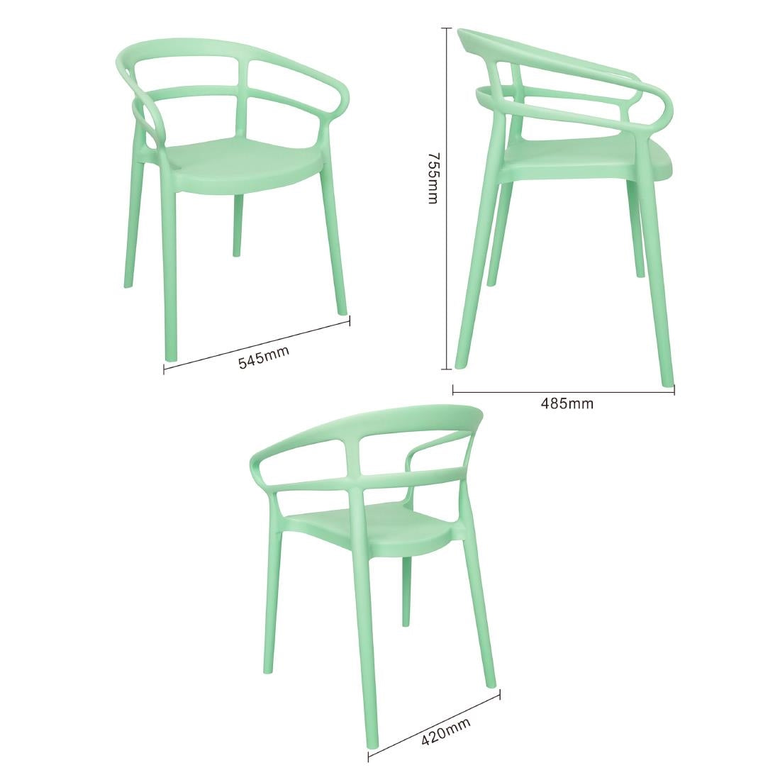 DX981 Bolero Mateo Café Chairs Mint Green (Pack of 2)