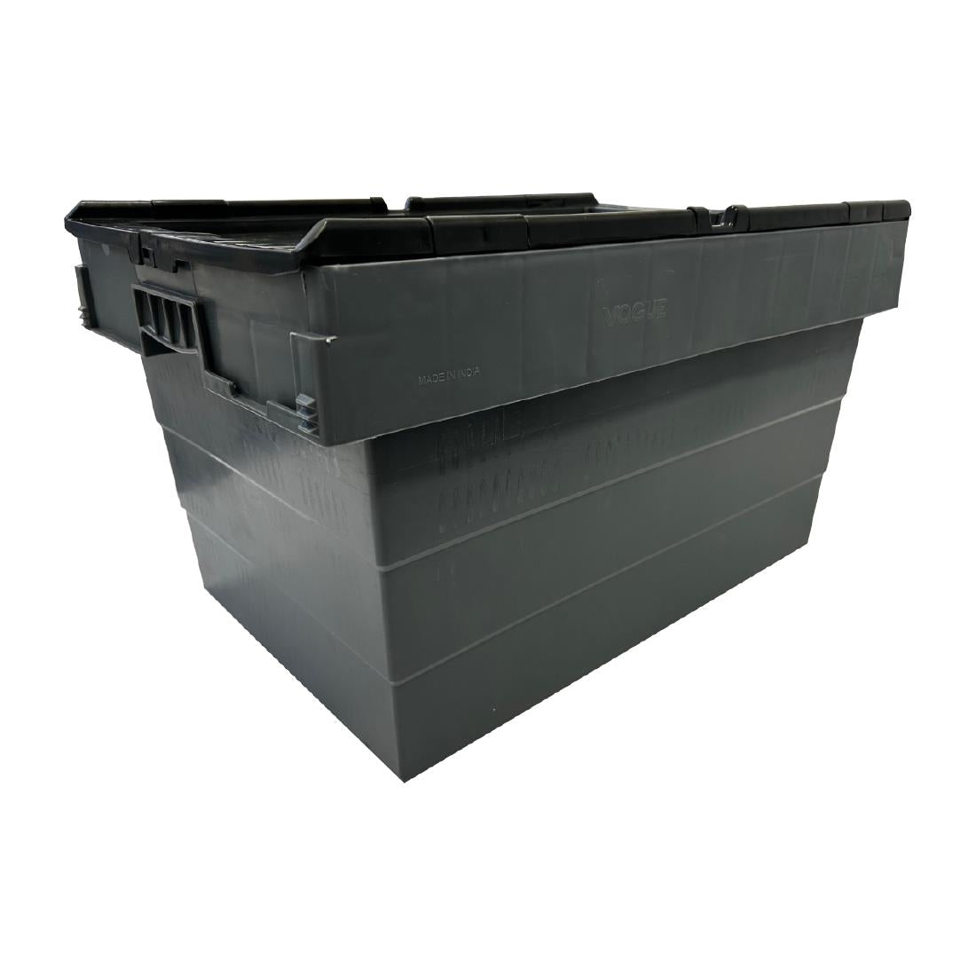 DX995 Vogue Plastic Transport Storage Crate with Attached Lid 600x400x320mm