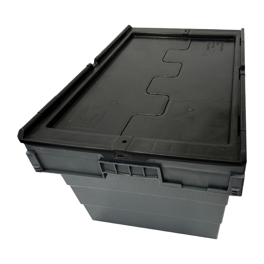 DX995 Vogue Plastic Transport Storage Crate with Attached Lid 600x400x320mm