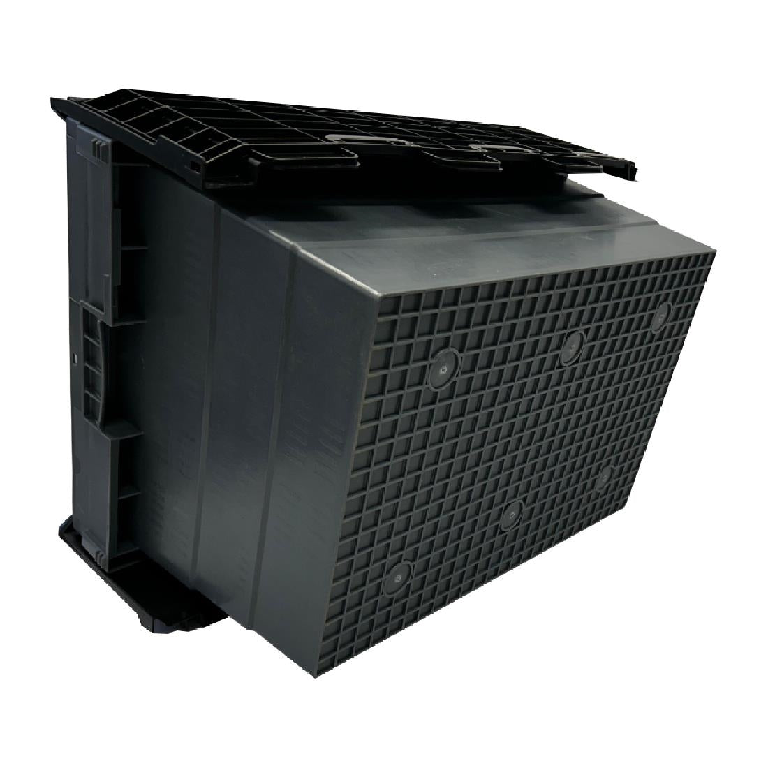 DX995 Vogue Plastic Transport Storage Crate with Attached Lid 600x400x320mm