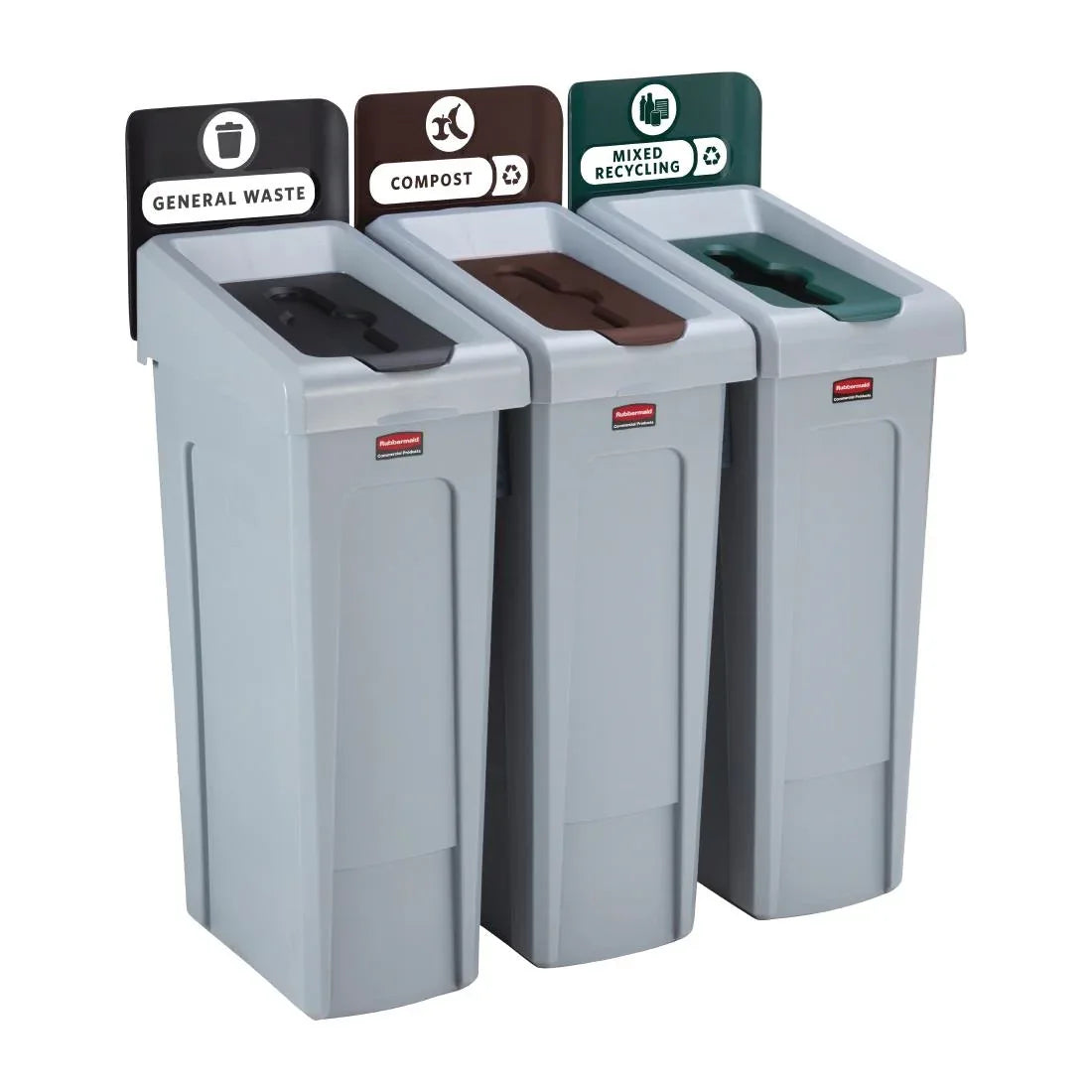 DY080 Rubbermaid Slim Jim Three Stream Recycling Station 87Ltr - JD Catering Equipment Solutions Ltd
