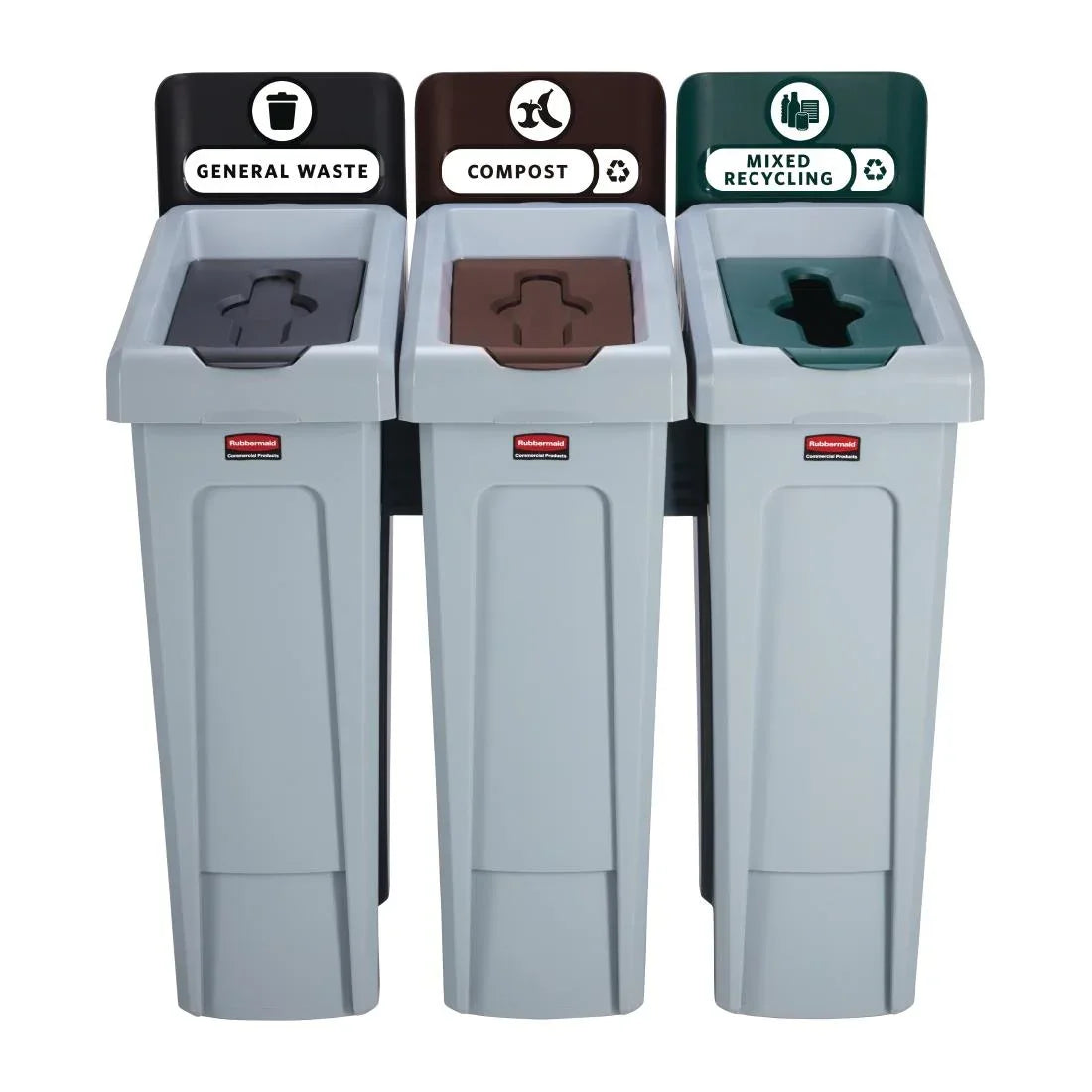 DY080 Rubbermaid Slim Jim Three Stream Recycling Station 87Ltr - JD Catering Equipment Solutions Ltd