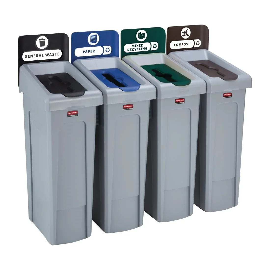 DY081 Rubbermaid Slim Jim Four Stream Recycling Station 87Ltr - JD Catering Equipment Solutions Ltd
