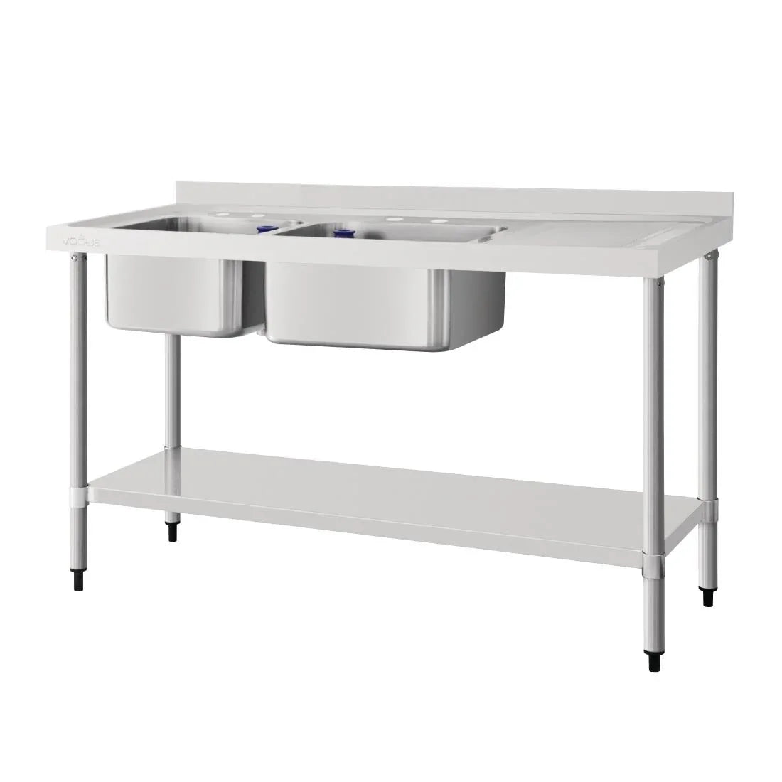 DY824 Vogue Double Sink Right Hand Drainer 1500mm - JD Catering Equipment Solutions Ltd