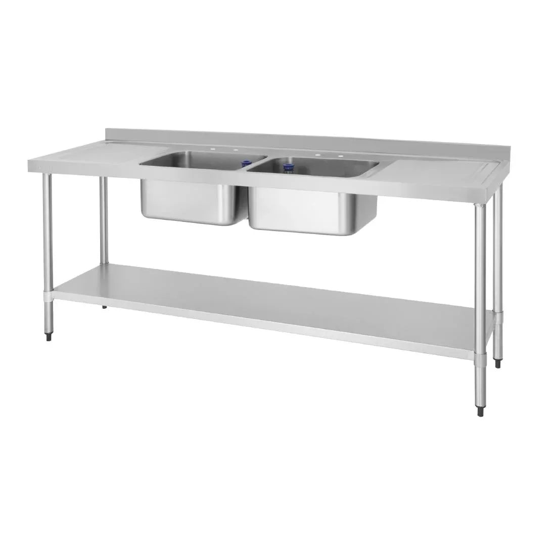 DY829 Vogue Double Sink with Double Drainer 2100mm - JD Catering Equipment Solutions Ltd