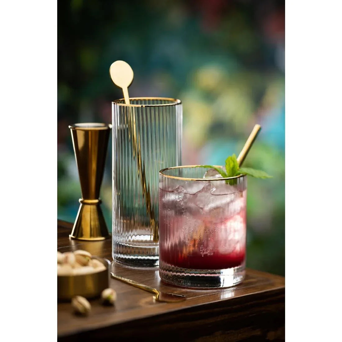 DZ444 Utopia Hayworth Double Old Fashioned Gold Rim Glasses 325ml (Pack of 6) - JD Catering Equipment Solutions Ltd