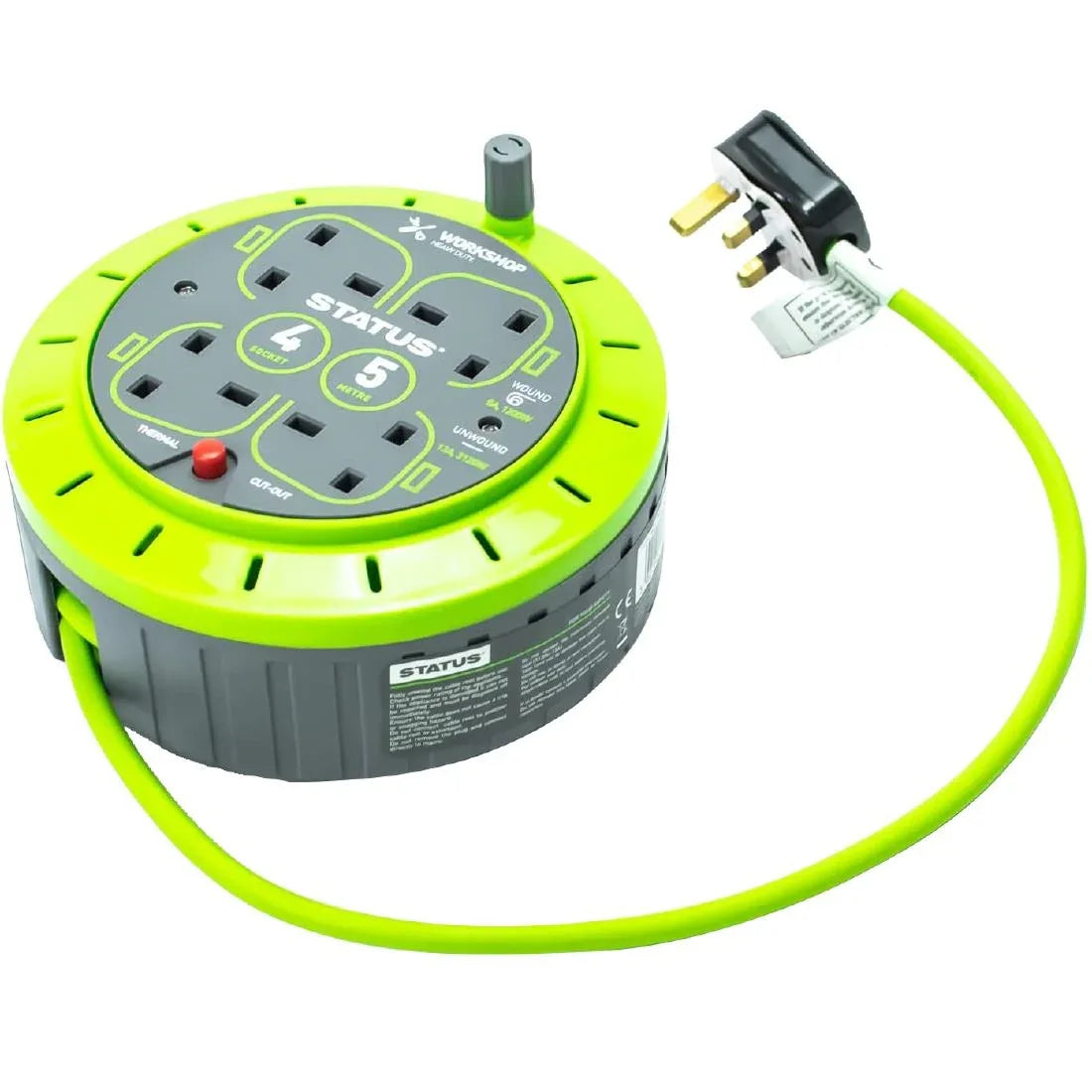 DZ472 Status 4 Socket Cable Reel with Thermal Cut Out 13Amp 5m - JD Catering Equipment Solutions Ltd