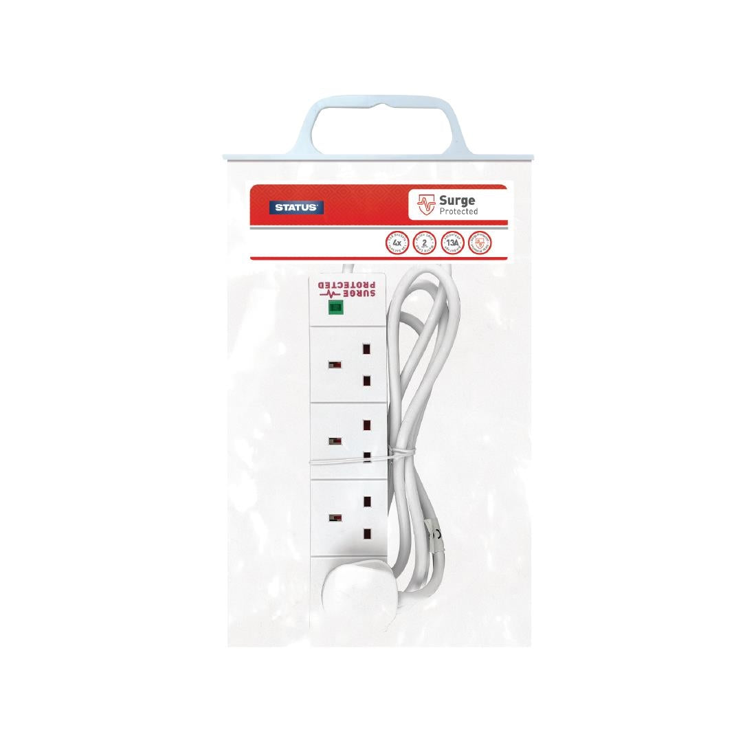 DZ474 Status 4 Way Surge Protected Extension Socket White 2m