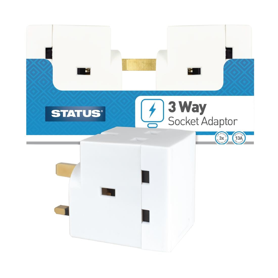 DZ476 Status 3 Way Fused Plug Adapter White