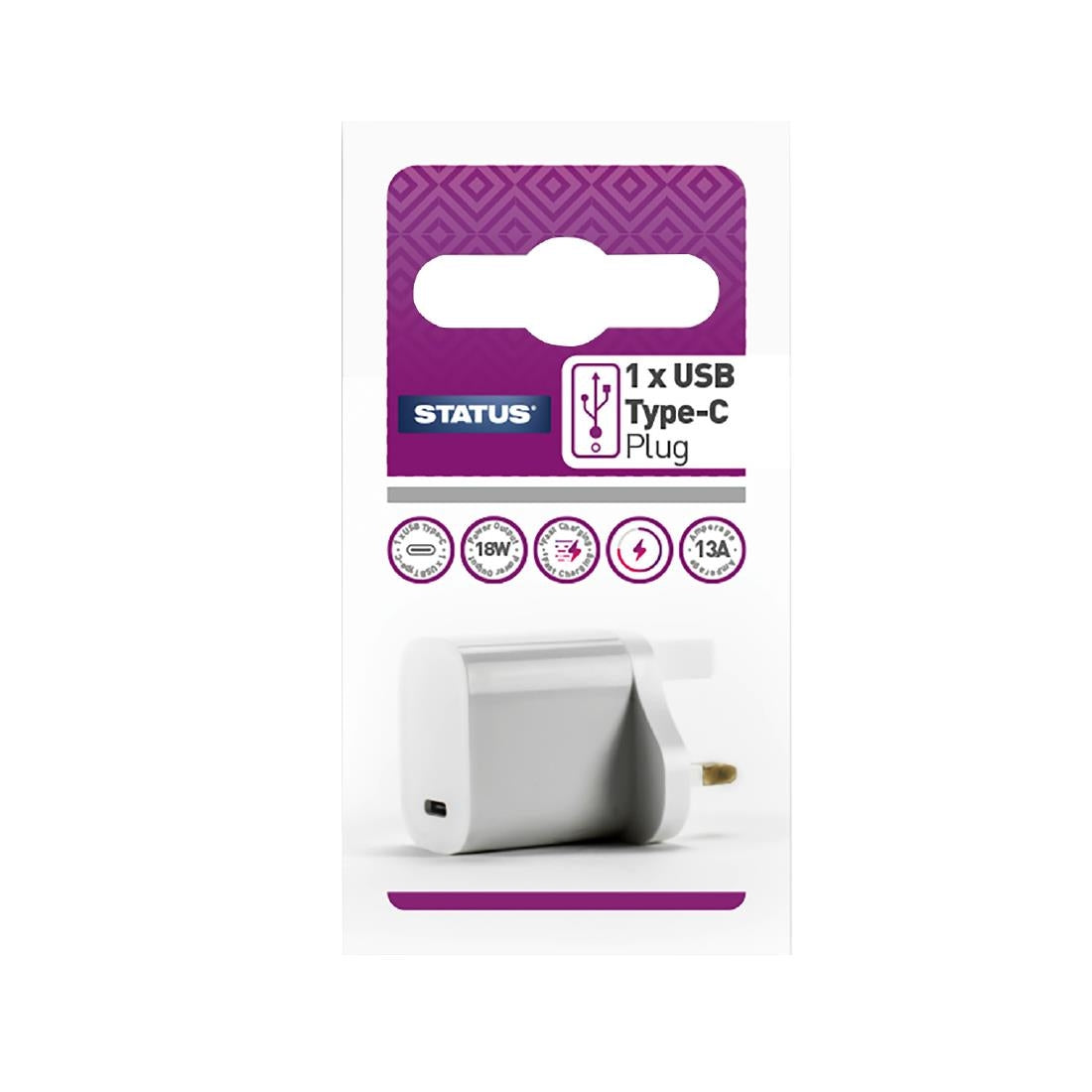 DZ478 Status 1 Port USB-C Power Adapter White